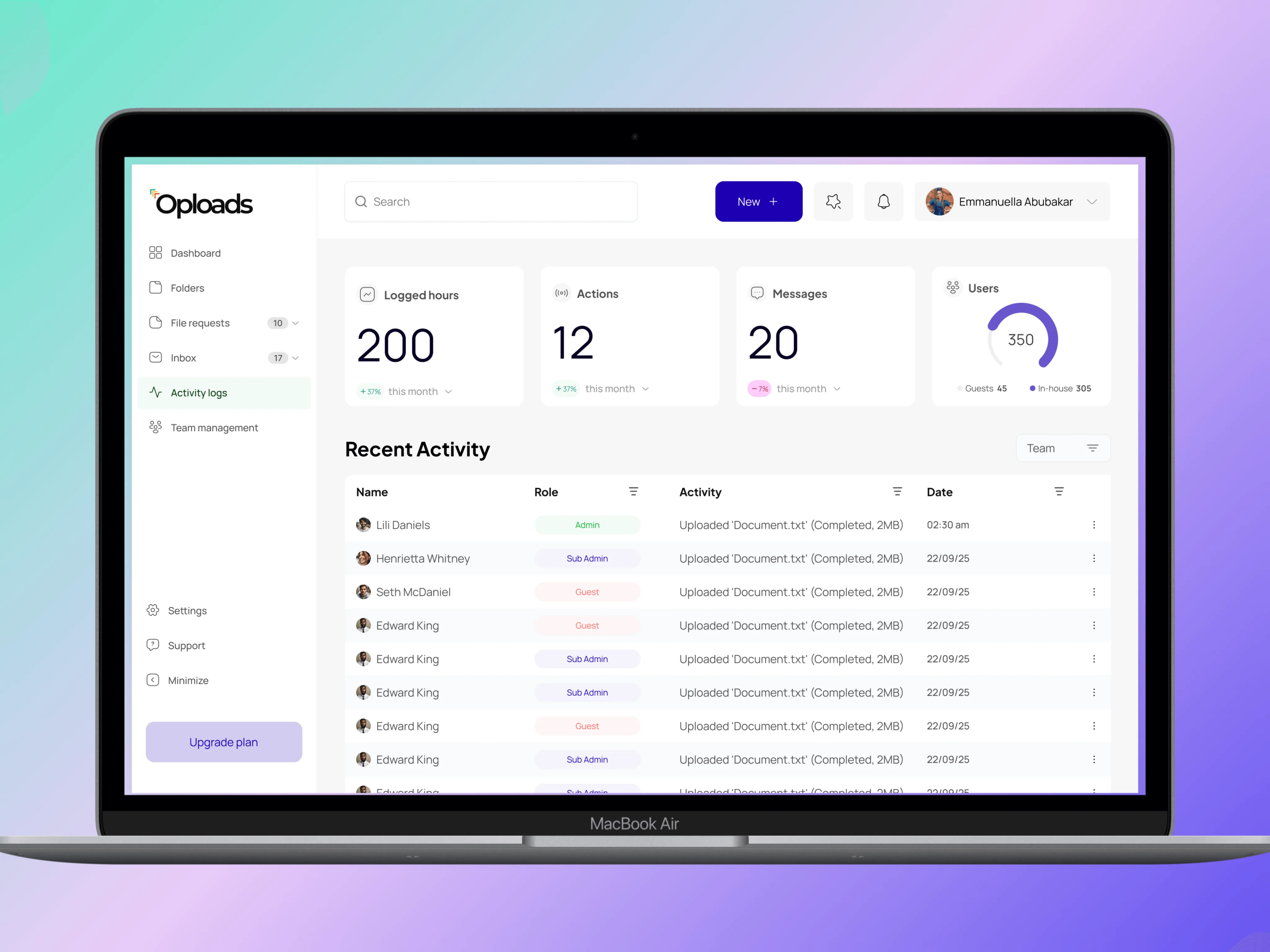 Real-time analytics dashboard preview